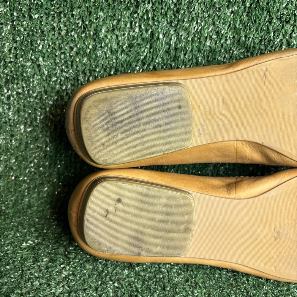 Liz Claiborne Flex Darla‎ Tan Leather Embroidered Square Toe Loafers Womens 10M